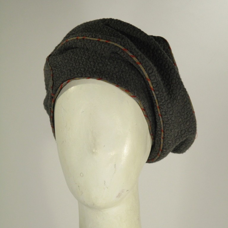Kopfbedeckung - Barett - grau mit Paspel